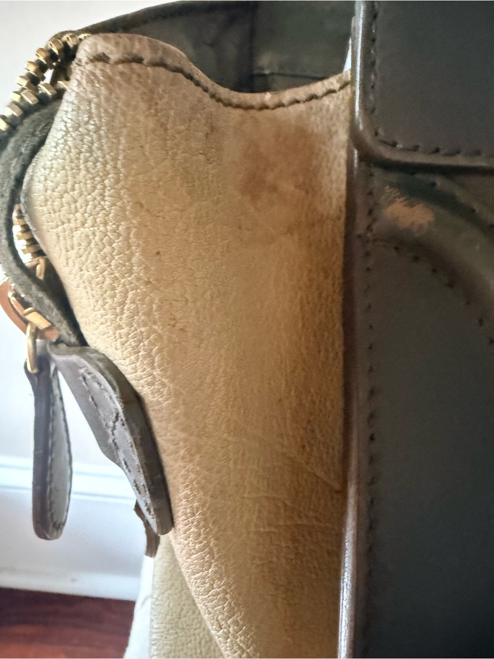 Authentic Phoebe Philo Celine Micro Luggage Tote Bi Color Green Tan Leather - Picture 13 of 16
